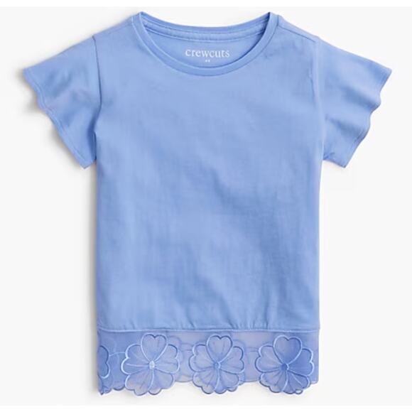 Crewcuts Factory | NWT Girls' Organza Lace-Trim Tee Dusty Peri Blue Size XXL 16 - Picture 1 of 8